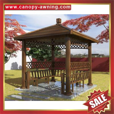 high quality outdoor garden park wood style Aluminium aluminum pavilion gazebo canopy awning sunshade shelter