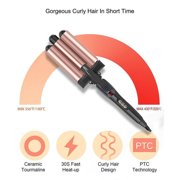 1 Inch Hot Tools Three Barrel Hair Waver Dual Voltage Crimp With Titanium Plate