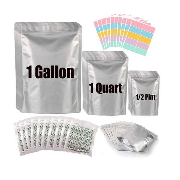 9.4mil 10''X14'' Resealable k Aluminum Foil Mylar Bags With Oxygen Absorbers