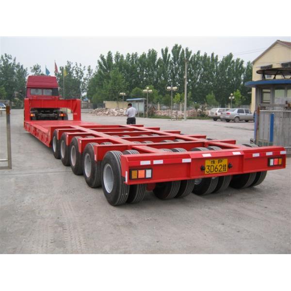 Semi-Trailer 150ton Heavy Duty 4 Line 8 Axle Low Bed Trailer with 32 Tyres and Gooseneck