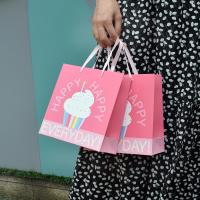 Pink Cute Cartoon Ice Cream English Letters Baking Packaging Bag Paper Hand-Held Packaging Bag