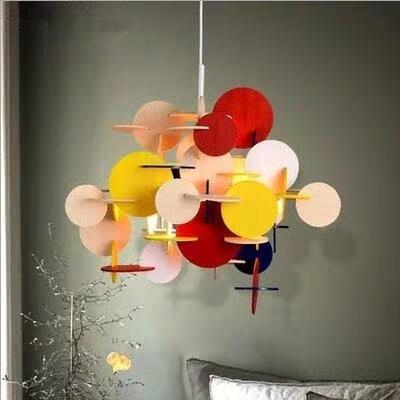 Children's Room Chandelier Restaurant Wood Art Pendant Lamps Bedroom Colorful Chandelier