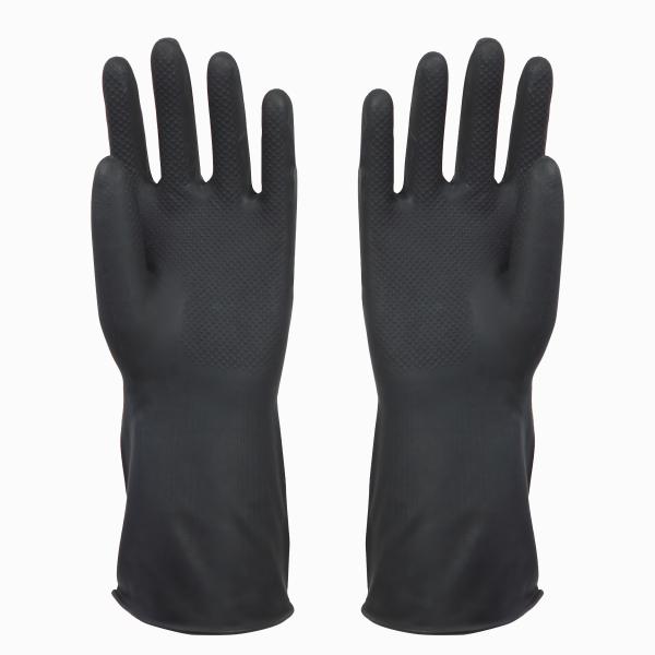 Black Safety Industrial Rubber Gloves Reusable  For Additional Protection