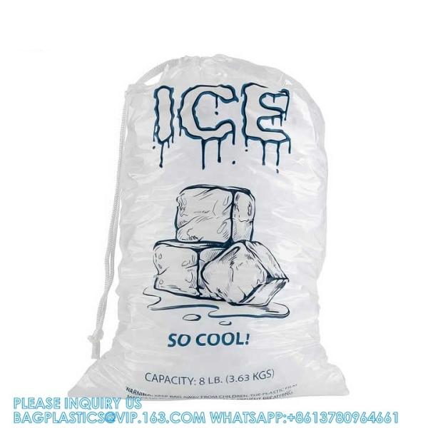 5 Lb. Plastic Drawstring Ice Bags 9 X 17 Inch Heavy-Duty Plastic Ice Bags With Plastic Draw String (2mil Thickness)