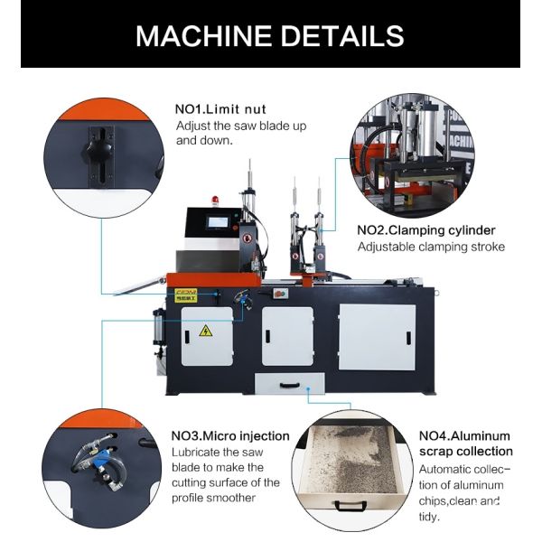 MC-455CNC Automatic Feeding Aluminum Cutting Machine PVC Plastic Stainless Steel Alloy Profiles New Essential Motor Gear