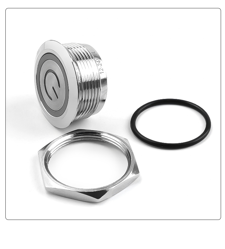 Ultra-Thin 16mm Self-reset Micro-stroke Ultra-short IP65 Waterproof 1NO Silver Contacts Copper Nickel Plated Push Button Switch