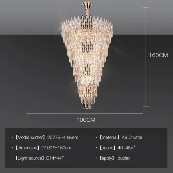 Duplex Building Living Room Chandelier Building Stairway Long Chandelier Luxury Crystal Lamp(WH-CY-269)