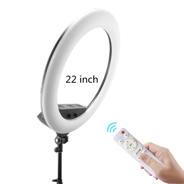 Yidoblo salão de beleza LED anel de luz 3200-5500K vídeo iluminação estúdio luzes 22 polegadas com controle remoto de tela LCD