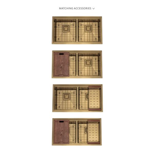 36 Inch Undermount Workstation Sink , Gold Drop In Double Bowl Stainless Steel Sink 92x56