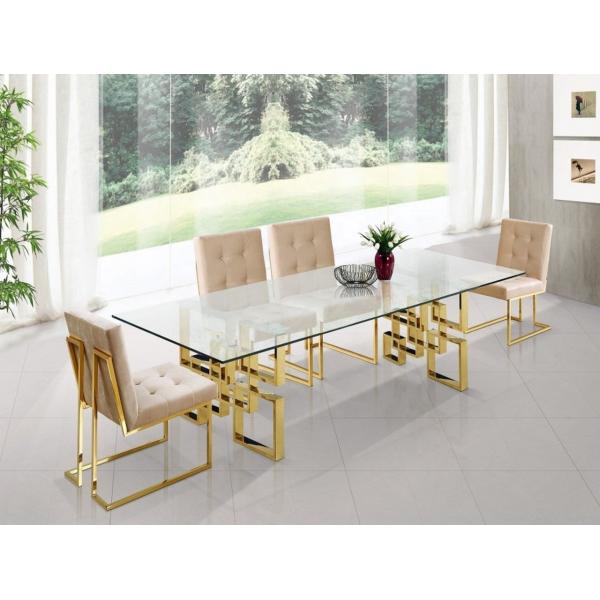 Luxury Home White Upholstered Dining Chairs With Gold Legs