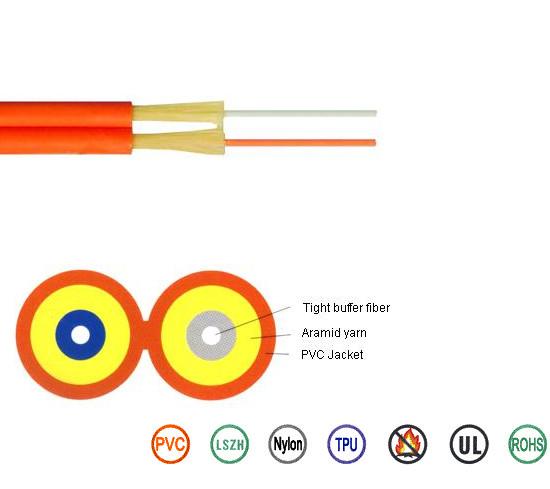 Duplex Indoor PVC LSZH Cable Optical Fiber Cord G652D Aramid Yarn PVC Jacket