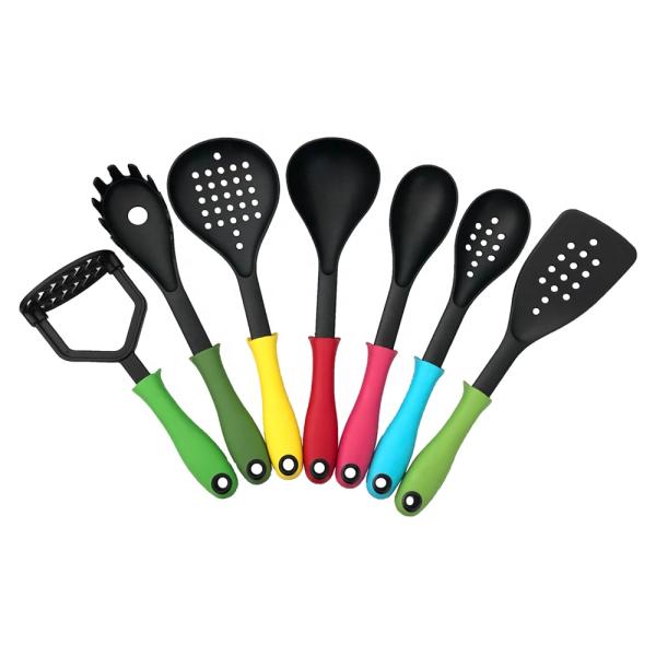 Eco-Friendly Solid Spoon Food Turner Spatula Slotted Spoon Whisk Acacia Silicon Cooking Utensil