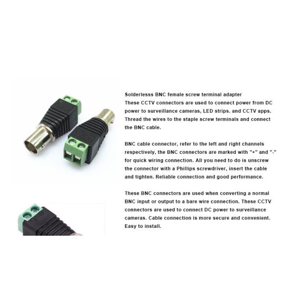Solderless Screw Terminal BNC Female Male Connector Adapter for CCTV Camera Monitor Video Recorder