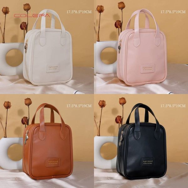 Large-Capacity PU Handheld Cosmetic Bag Waterproof Premium Travel Portable Makeup Organizer Toiletries Cosmetics Pouch Wholesale