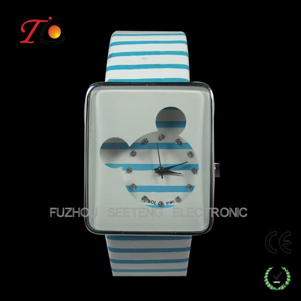 Cute Mickey Mouse style lady watch hot selling watches young girl watch for promotion