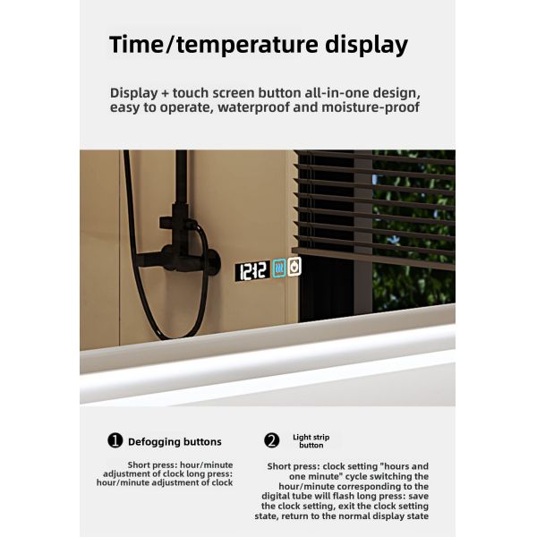Modern Apartment & Hotel Bathroom Mirrored Undershelf with Touch Switch IP44 Rated Convenient Under-Mirror Access for Storage