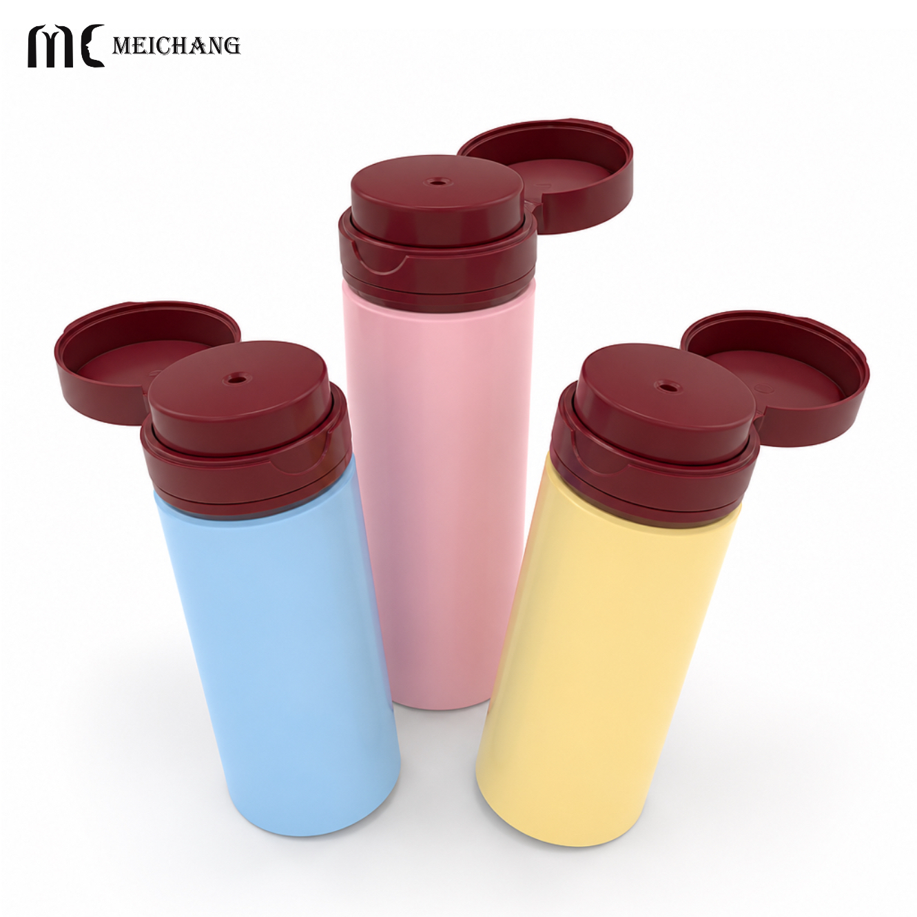 30ml 50ml 100ml 120ml 150m 200ml Multi-Size PP Powder Dispenser Airless Bottle with Piston & Flip-Top Cap(MC-298)