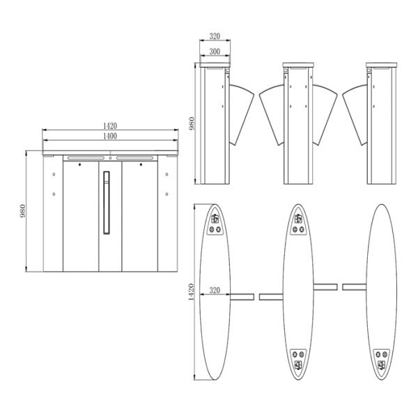 Ворота турникета овального крыла пешеходные для офисных зданий/гостиниц
