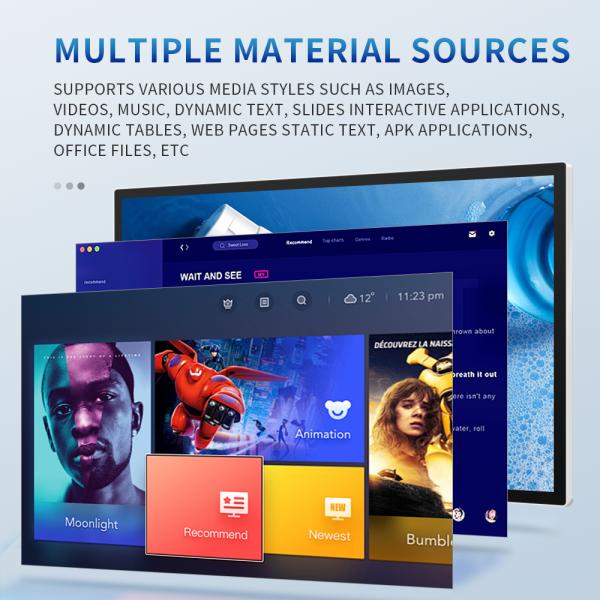55 Inch Full HD Commercial Display Screen Media Player Wall Mount Digital Signage for Advertising OEM Features Text Animation