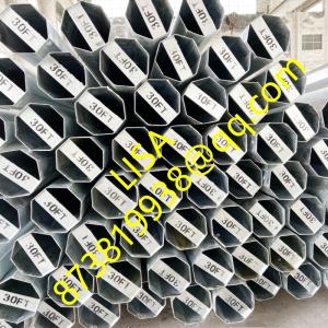 Poteau en acier octogonal galvanisé de 15KV 30FT, enfoui directement dans le sol