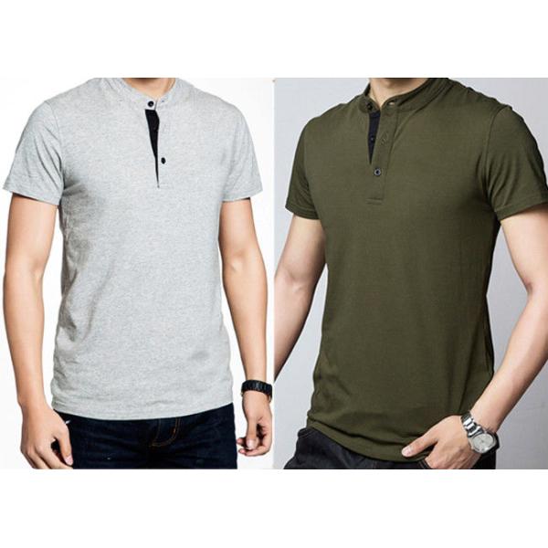 Standing collar Men's Cotton Polo Shirts Slim Fit Stitched , Customized Polo T Shirts