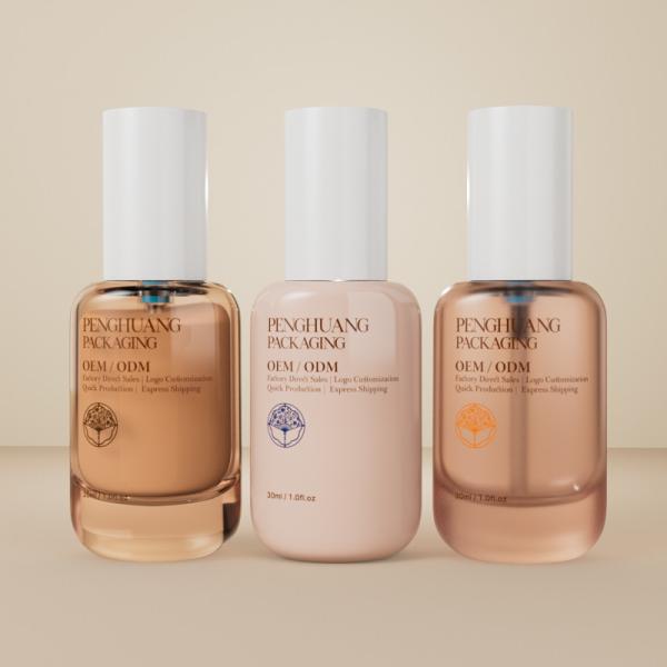 Transparent Foundation Glass Bottle 30ml 1oz  Empty Foundation Bottles With Cap