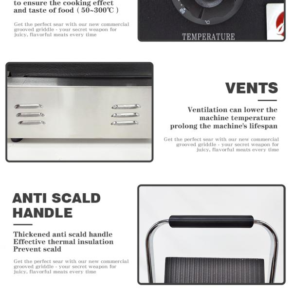 Коммерческий полный канавный электрический гриль с неклеящимся чугунным панни-бургерным прессом