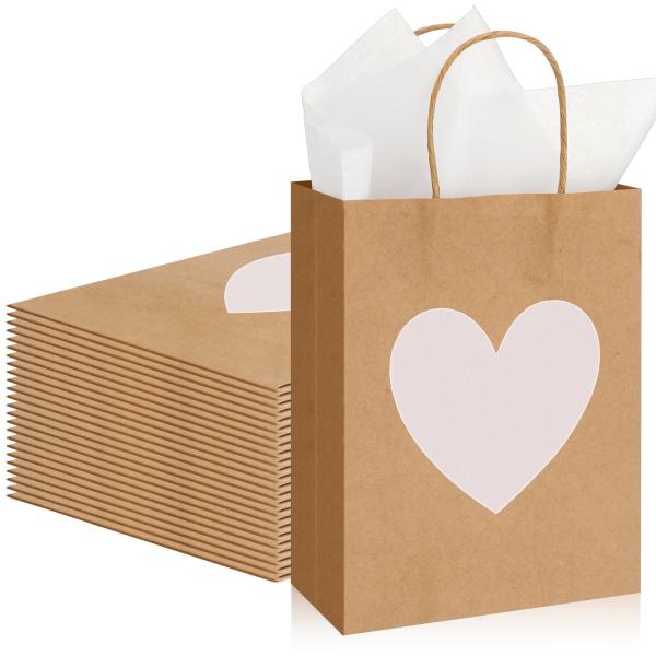 Печать на гравюре Персонализированный Kraft бумажный пакет для Дня святого Валентина розничные подарки