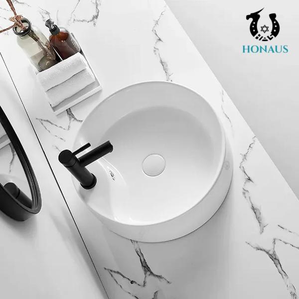 Customized Round Countertop Bathroom Sinks 460mm Counter Mounted Wash Basin
