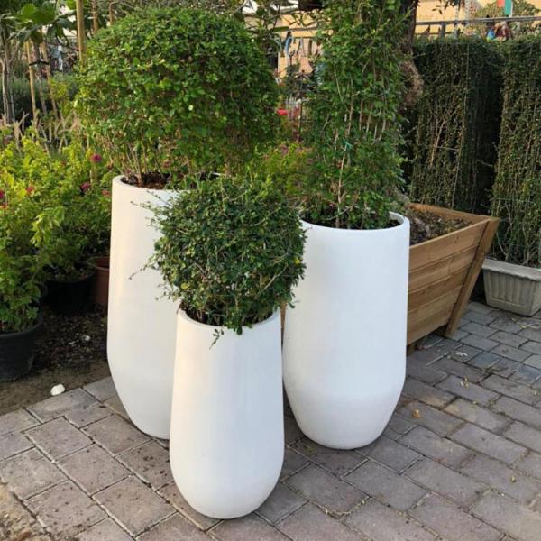 Powder Coated Fiber Clay Planters For Patio Garden Cottage