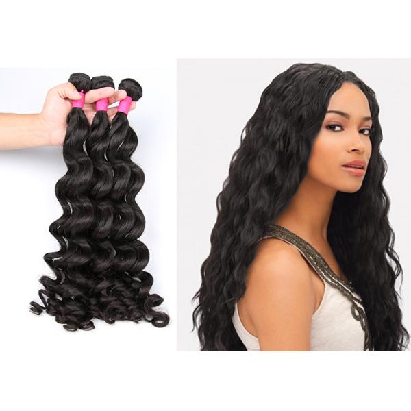 Grade 5A Virgin Brazilian Hair Extension Natural Wave , Natural Black Human Hair