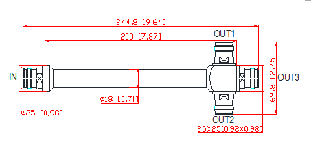 698-2700/3800MHz 3 Dirección 4.3-10 Divididor de energía femenino