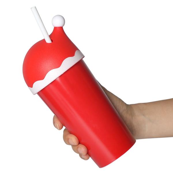 Customized Logo Acceptable Red Santa Hat Tumbler 20 oz Reusable Plastic Cup for Gifts