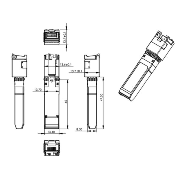модуль меди РДЖ45 приемопередатчика приемопередатчика СФП+ 10ГБАСЭ-Т Сфп волокна 30м Сиско