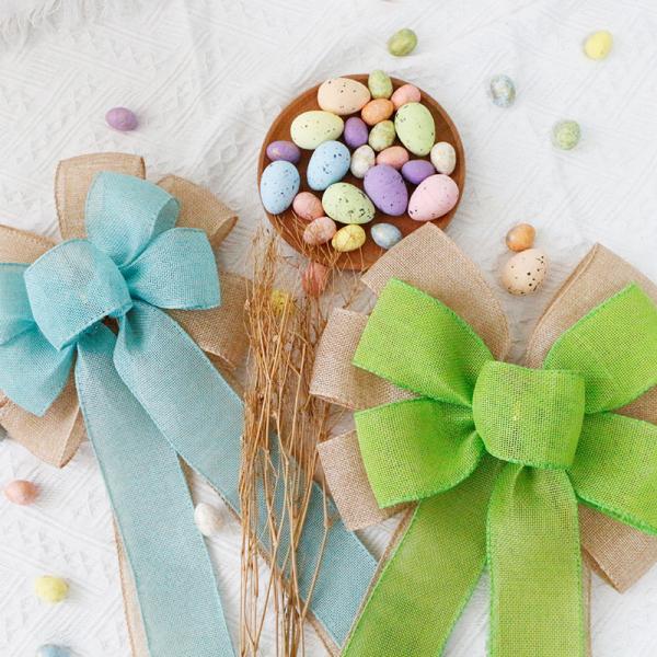 Agregue un toque de color a su envoltura de regalo con MSD 2024 de Pascua de doble color Arcos de burlap