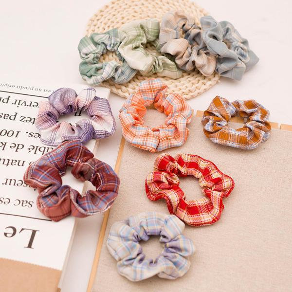 Sequin Tie Dye Velvet Rainbow Hair Scrunchies Elastic Women  Blue Rubber Band Hair Vendor 10.5cm
