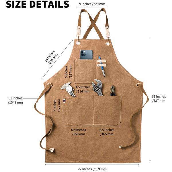 Gardening Work Garden Tools Storage Aprons Waterdrop Resistant Cotton Canvas Cross Back Adjustable Apron