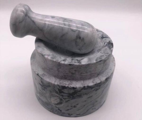 Solid Marble Stone Mortar And Pestle Set Round Shape For Kitchen Grinding Spices