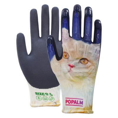 15 Guage Durable Latex Sandy Coated Gloves With TPR Impact Shields For Garden Work
