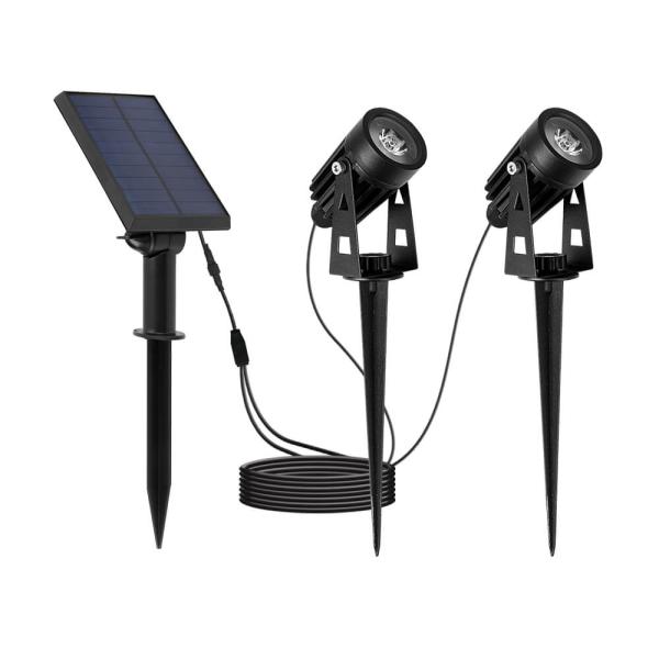 90 Ra Color Rendering Index Dual Head Solar Spotlights for Outdoor Garden Security