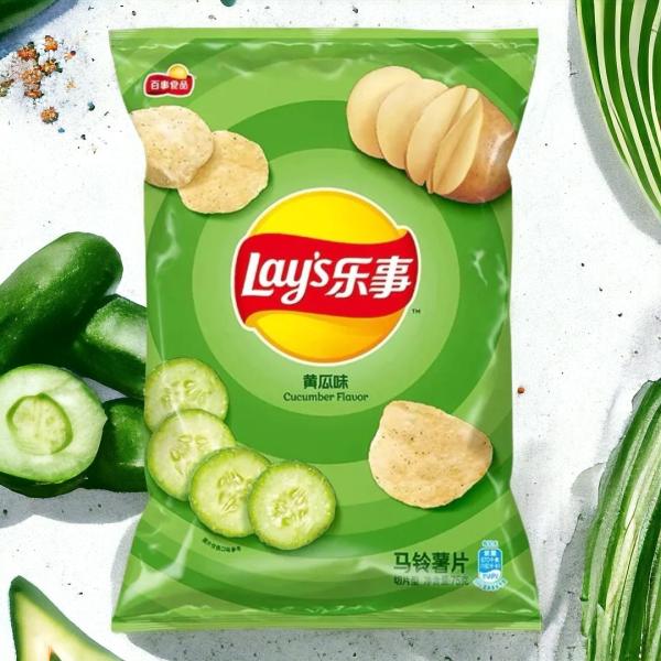 Lay's cucumber Flavor Chips - 135 g Packs, 14 - MEGA PACKS Count Wholesale Case- Asian Snack Supplier - China Origin