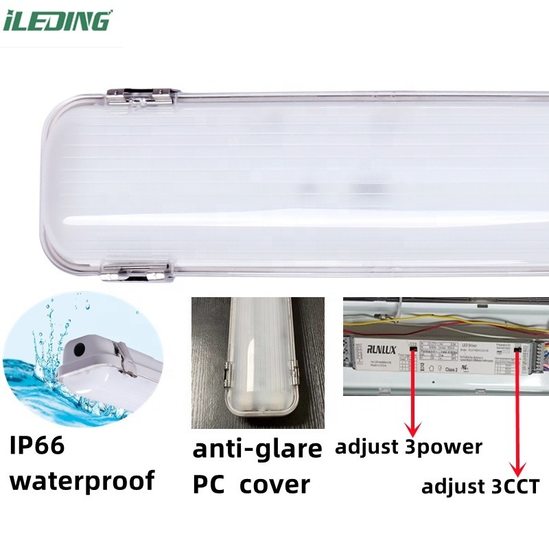 120-277V/120-347V 60W 4FT Led Vapor Tight Tri Proof Light Fixture for Car Parking Lot