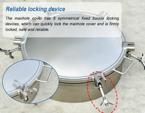 Check Material DN500 Stainless Steel Quick-open Manhole Cover for Tank Truck Fluoro Rubber Seal Material