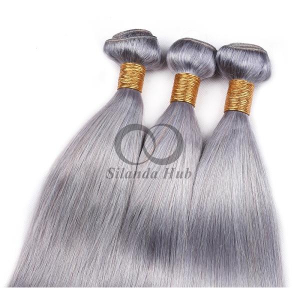 Grey Straight Remy Human Hair Bundles Sew In Weave Bundles Brazilian Bundle Deals