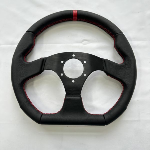 Universal 320mm D Shaped Flat Rally Car Steering Wheel Black Leather For Drifting Vehicles