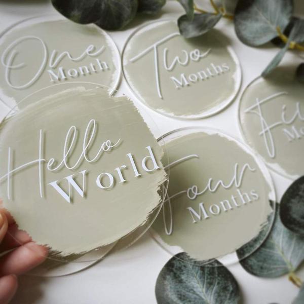 3D Recording Wooden Milestone Disc Baby Birth Wooden Monthly Milestone Cards