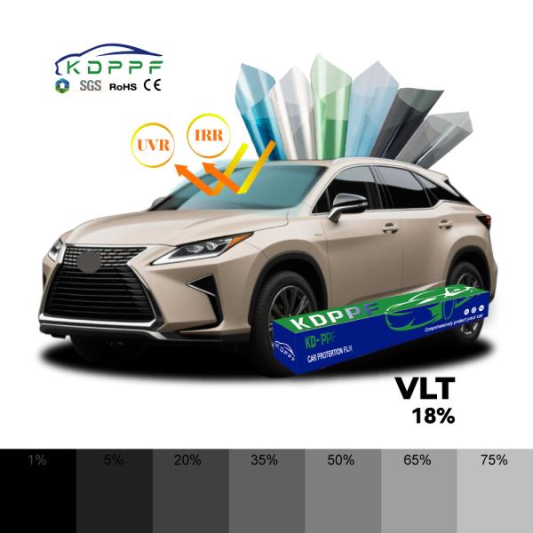 18% Visible Light Transmittance Car Glass Film Easy Installation UV Protection