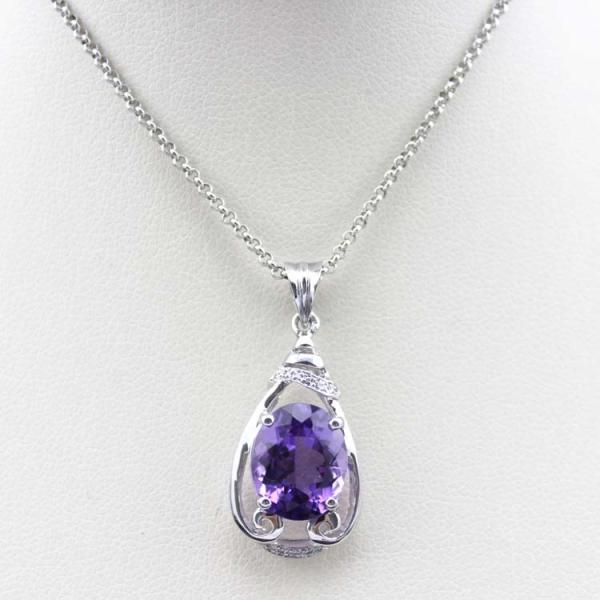 925 Silver Jewelry 9mmx11mm Amethyat  Cubic Zircon Pendant(PSJ0406)