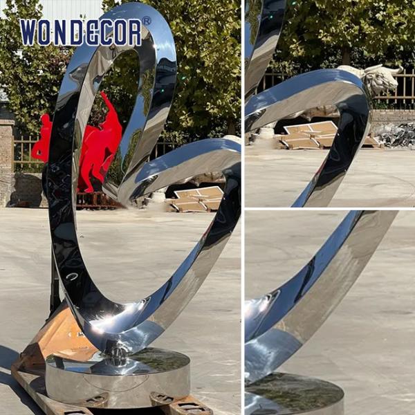 Modern Outdoor Garden Metal Sculpture Abstract Irregular Twisted Ring