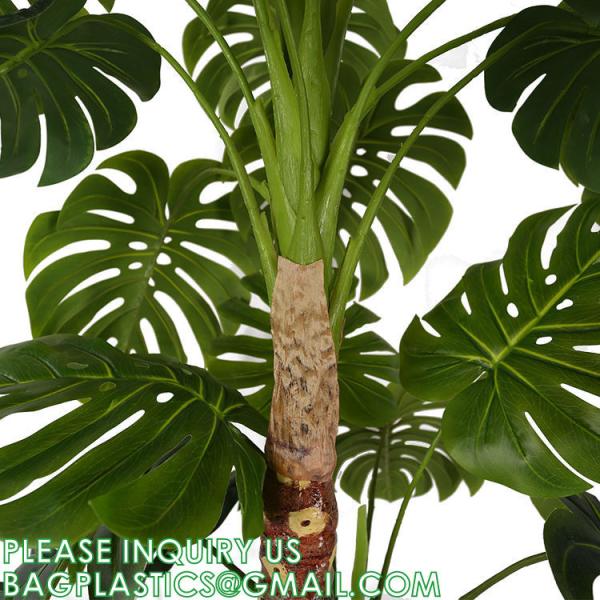 Artificial Monstera Deliciosa Plant, 5ft Potted Faux Tree with 15 Verdant Fake Leaves, Swiss Cheese Plant for Home